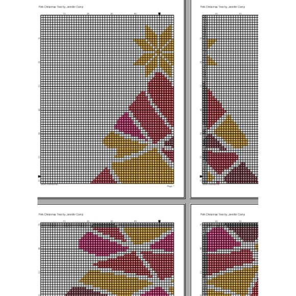 Pink Retro Christmas Tree Merry Christmas Counted Cross Stitch Kit - Picture 4 of 5
